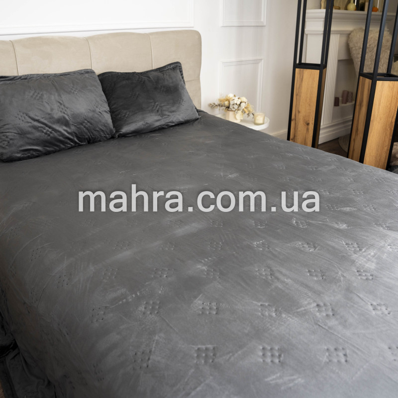 Покривало темно-сіре з наволочками - фото 1