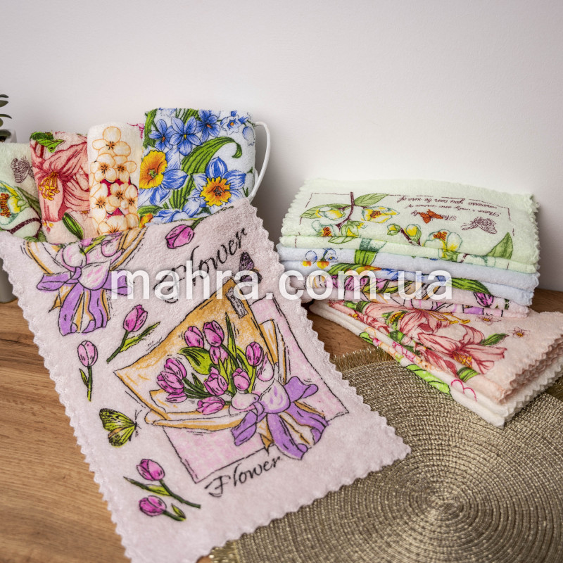 Рушники для рук Квіти фібра - фото 1