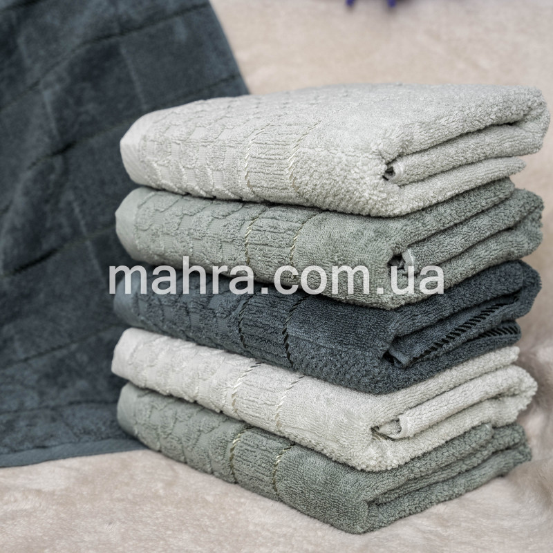 Рушники банні тиснення зелені - фото 3