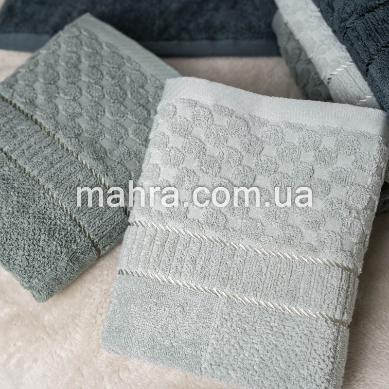 Рушники банні тиснення зелені - фото 2