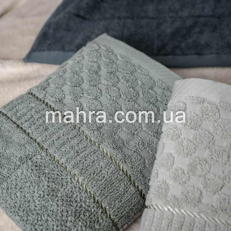 Рушники банні тиснення зелені - фото 4