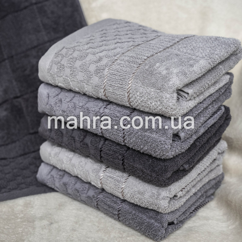 Рушники банні тиснення сірі - фото 4