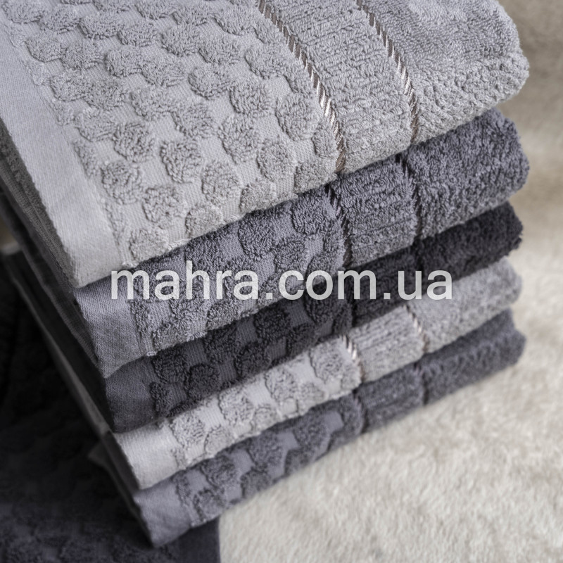 Рушники банні тиснення сірі - фото 2