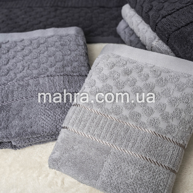 Рушники банні тиснення сірі - фото 6