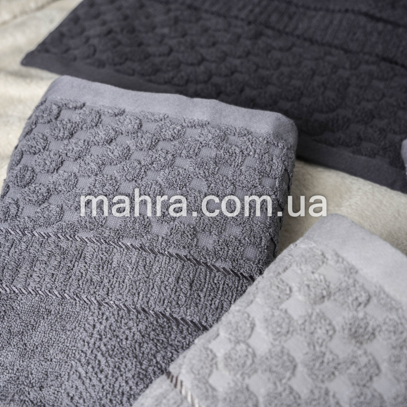 Рушники банні тиснення сірі - фото 5