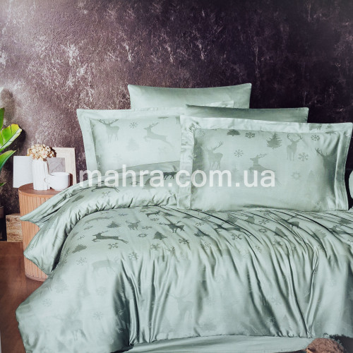 Фото  товара Постіль Jakard satin зелений євро