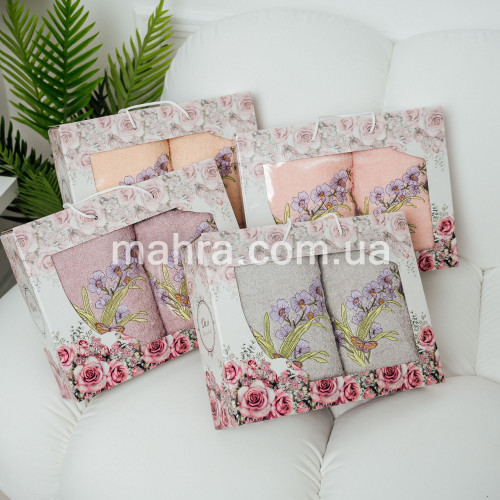 Фото  товара Набір рушників Фіолетовий букет  2ка