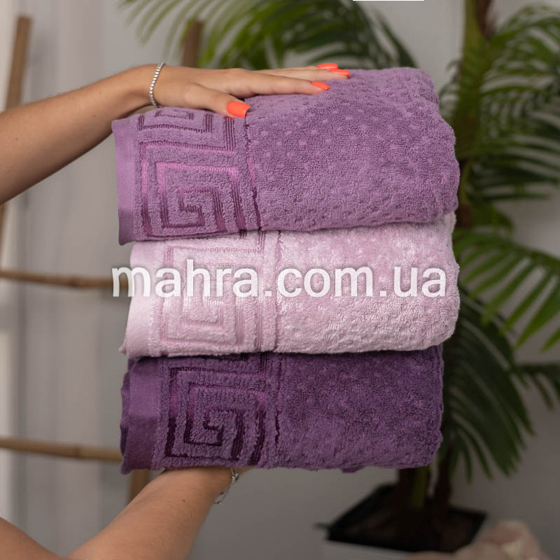  Полотенца объятия из махры фиолетовые   - фото 4