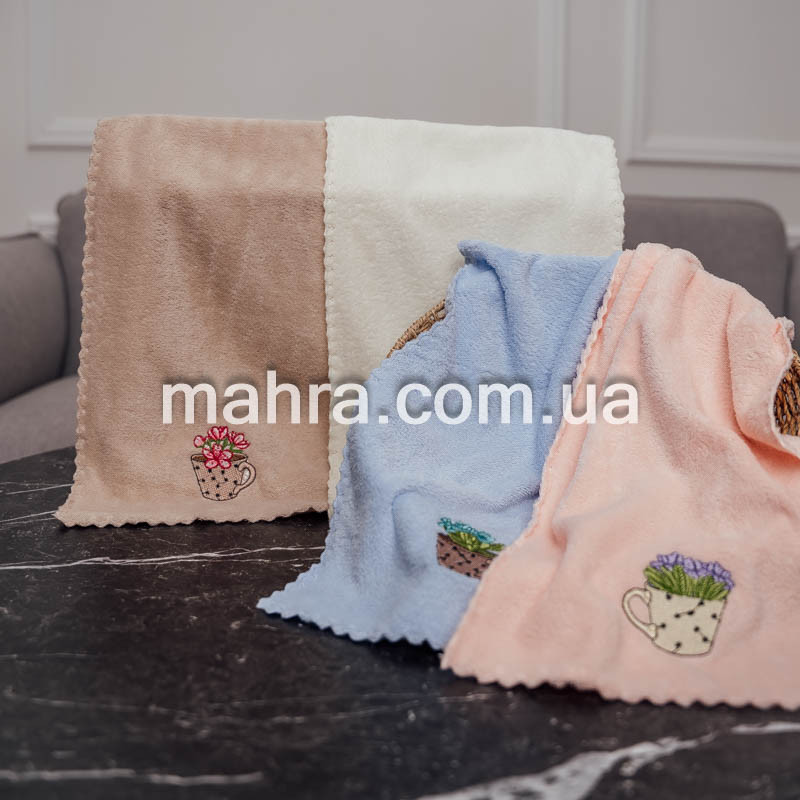  Полотенца для рук однотонные вазон фибра    - фото 1